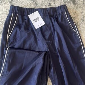 Princess Polly Navy Blue Satin Track Pant us 2